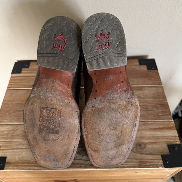 Raywelt Brown Leather Square Toe Fringe Roper Lace Up Ankle Boot Size  7.5 - Picture 15 of 17